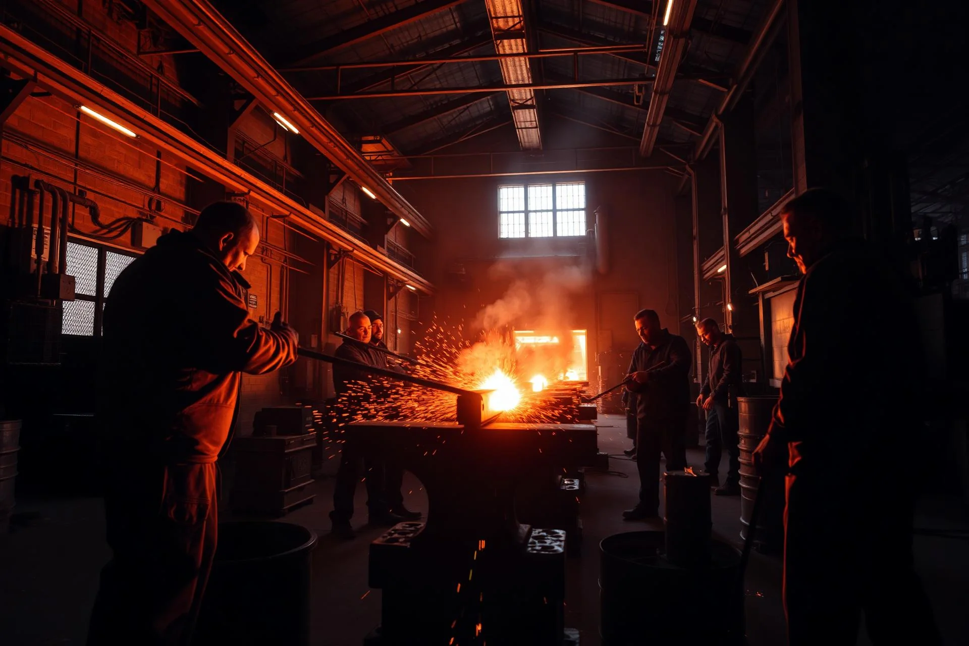 Precision forging facility with glowing steel